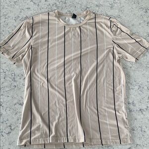 SHEIN Cream and Black Short Sleeve Tee with Stripes